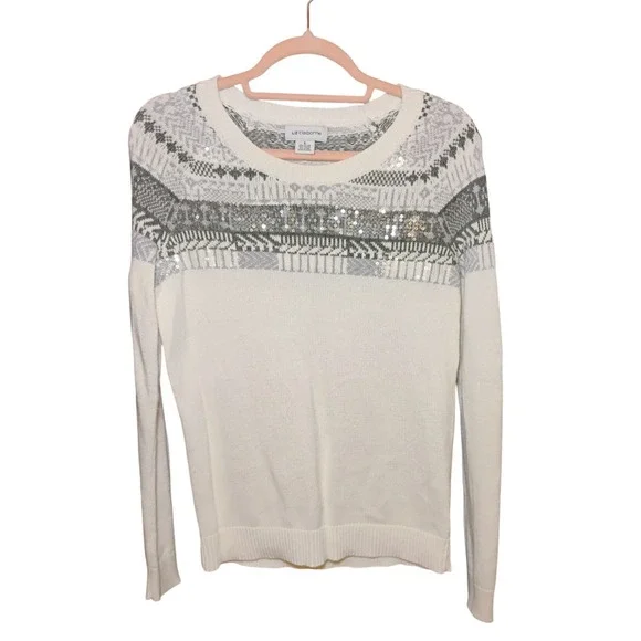Pull Femme Liz Claiborne Petite - Noir Et Blanc Rayé - Taille S (Petites) - 100% Coton - Neuf Sans étiquette